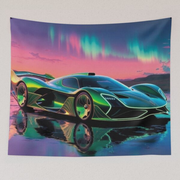 Item preview, Aurora Hypercar | Neon Supercar Under the Northern Lights designed and sold by Nexus Space.