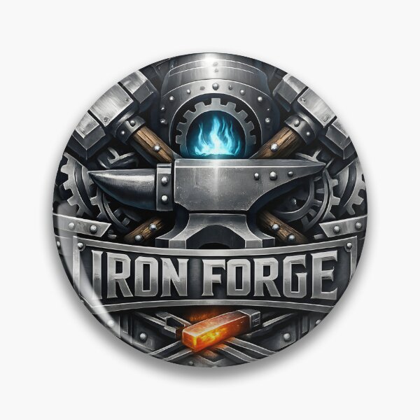Item preview, Steel Emblem Iron Forge | Industrial Blacksmith Metal Badge | Forging Workshop Steel Logo designed and sold by SteelCoat Studio.