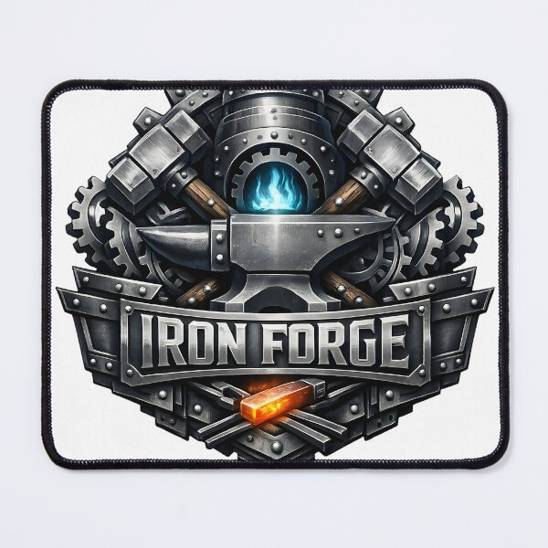 Item preview, Steel Emblem Iron Forge | Industrial Blacksmith Metal Badge | Forging Workshop Steel Logo designed and sold by SteelCoat Studio.