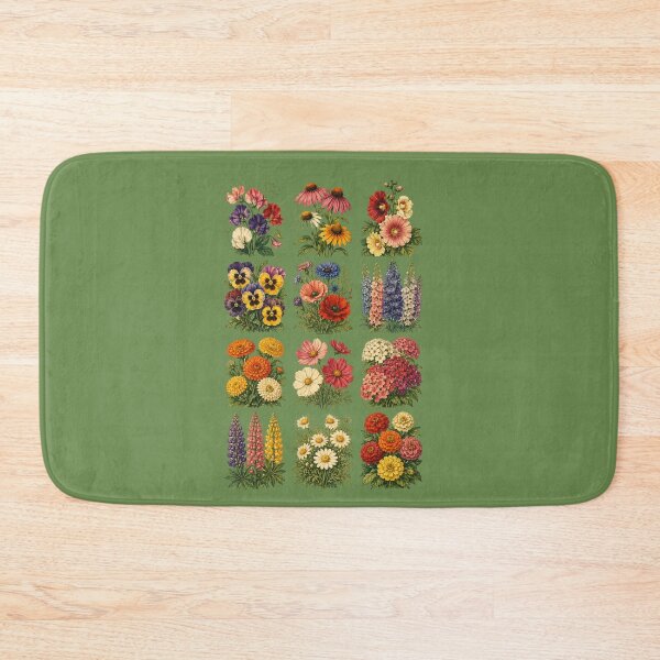 Item preview, Vintage Seed Catalogue Illustration – Cottage Garden Flower Grid Design designed and sold by MagicMakerPh.