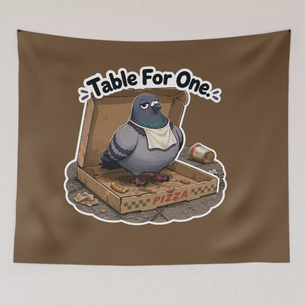 Item preview, Table For One Funny Pigeon Cartoon Sticker designed and sold by SimplePoDesign.