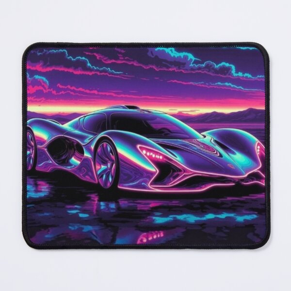 Item preview, Synthwave Aurora Hypercar | Neon Cyberpunk Supercar Sunset Art designed and sold by Nexus Space.
