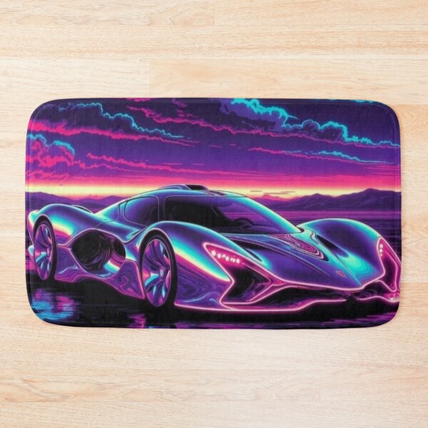 Item preview, Synthwave Aurora Hypercar | Neon Cyberpunk Supercar Sunset Art designed and sold by Nexus Space.