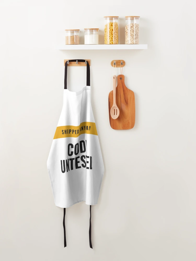Thumbnail 4 of 6, Apron, Code Untested Shipped Anyway Developer Programmer Tee designed and sold by Studio Deadpan.