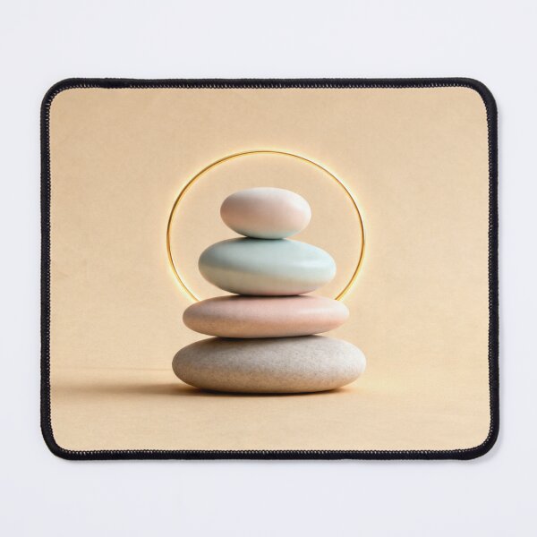 Item preview, Zen Balancing Stones with Golden Ring - Minimalist Pastel Spa Art designed and sold by Chaos world.