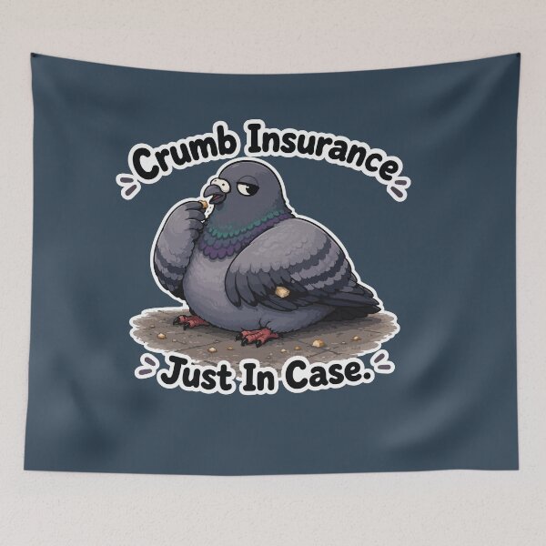 Item preview, Crumb Insurance Funny Pigeon Cartoon Sticker designed and sold by SimplePoDesign.