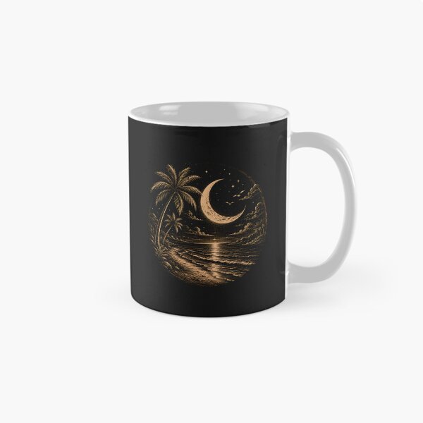 Item preview, Moonlit Paradise | Vintage Tropical Moon Beach T-Shirt designed and sold by CalmMandala.