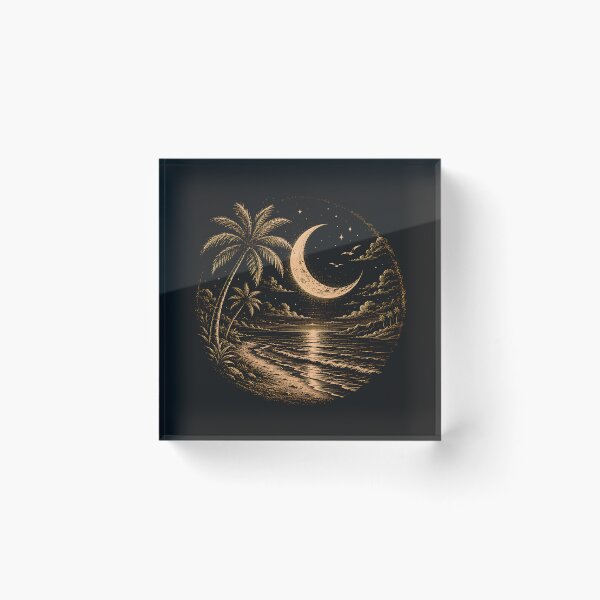 Item preview, Moonlit Paradise | Vintage Tropical Moon Beach T-Shirt designed and sold by CalmMandala.
