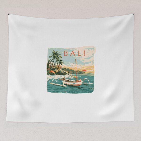 Item preview, Bali tropical boat at sunset designed and sold by filou designs.
