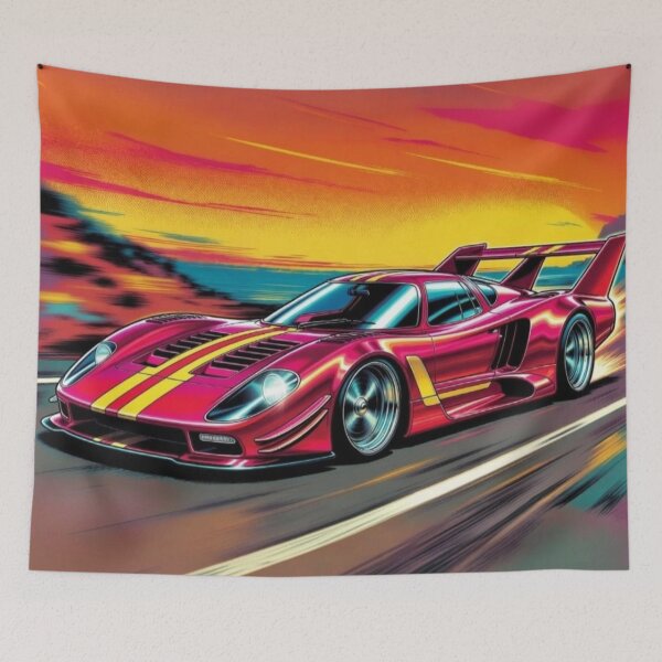 Item preview, Retro Sunset Supercar | Neon Racing Car Vector Artwork designed and sold by Nexus Space.