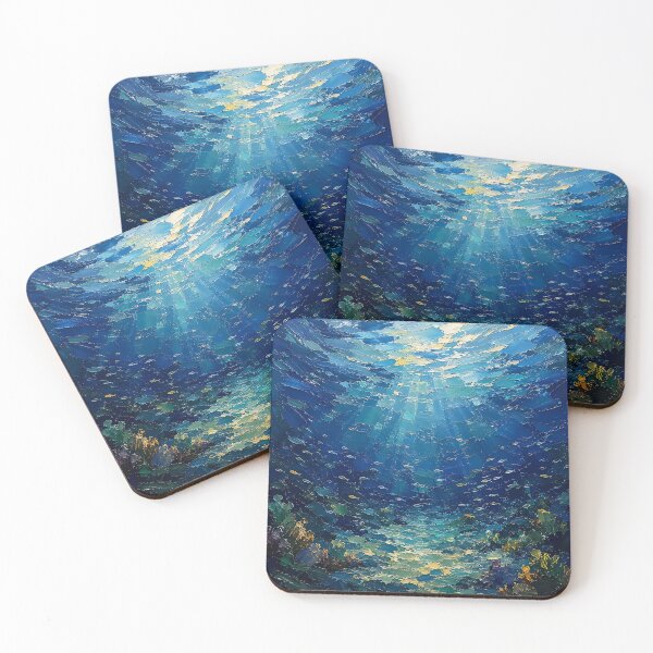Item preview, Sunlit Underwater Ocean Depths Painting designed and sold by Rahma-yehia23.