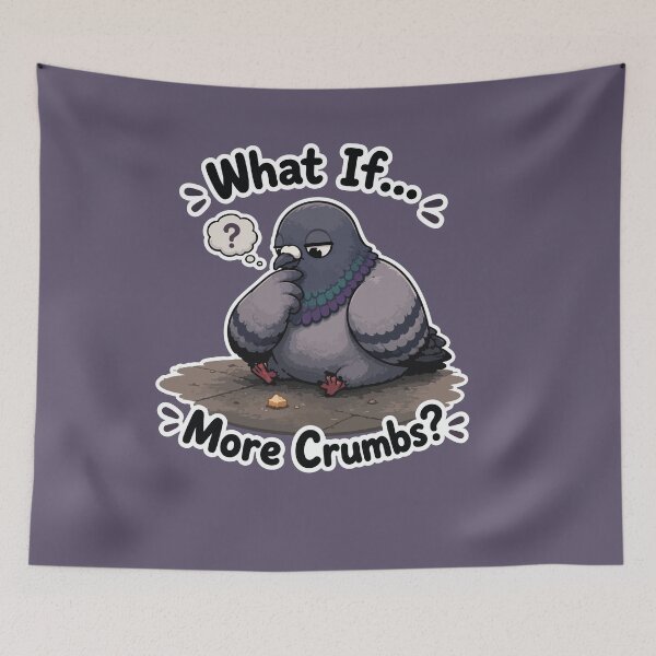 Item preview, What If More Crumbs Funny Pigeon Cartoon Sticker designed and sold by SimplePoDesign.
