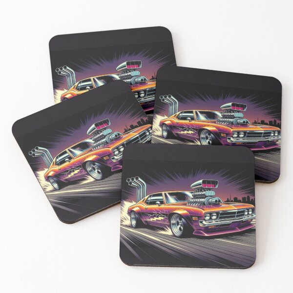 Item preview, Blown Muscle Car | Retro Drag Racing Neon Automotive Art designed and sold by Nexus Space.