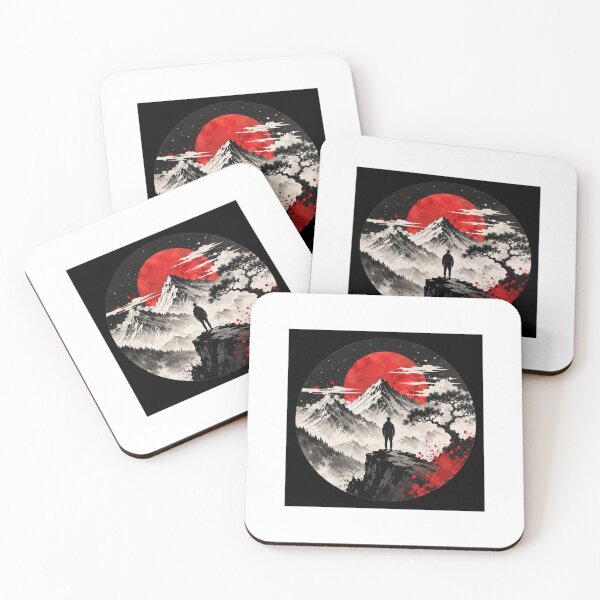 Item preview, Crimson Summit – Japanese Ink Mountain Landscape designed and sold by DESPOT07.