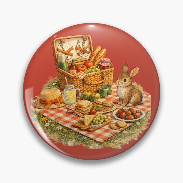 Item preview, Retro 1960s Picnic Illustration – Vintage Wicker Hamper Rabbit Design designed and sold by MagicMakerPh.