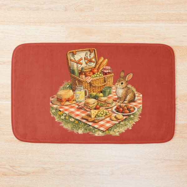 Item preview, Retro 1960s Picnic Illustration – Vintage Wicker Hamper Rabbit Design designed and sold by MagicMakerPh.