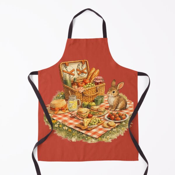 Item preview, Retro 1960s Picnic Illustration – Vintage Wicker Hamper Rabbit Design designed and sold by MagicMakerPh.