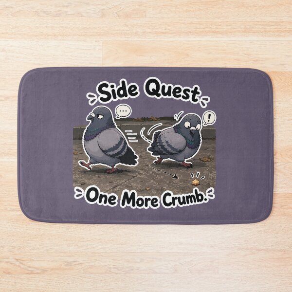 Item preview, Side Quest One More Crumb Funny Pigeon Cartoon Sticker designed and sold by SimplePoDesign.