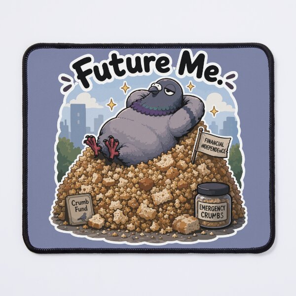 Item preview, Future Me Funny Pigeon Financial Independence Cartoon Sticker designed and sold by SimplePoDesign.