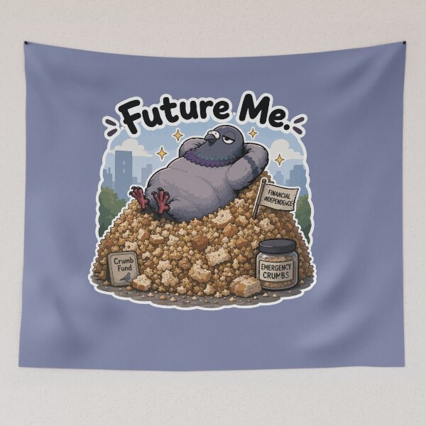 Item preview, Future Me Funny Pigeon Financial Independence Cartoon Sticker designed and sold by SimplePoDesign.