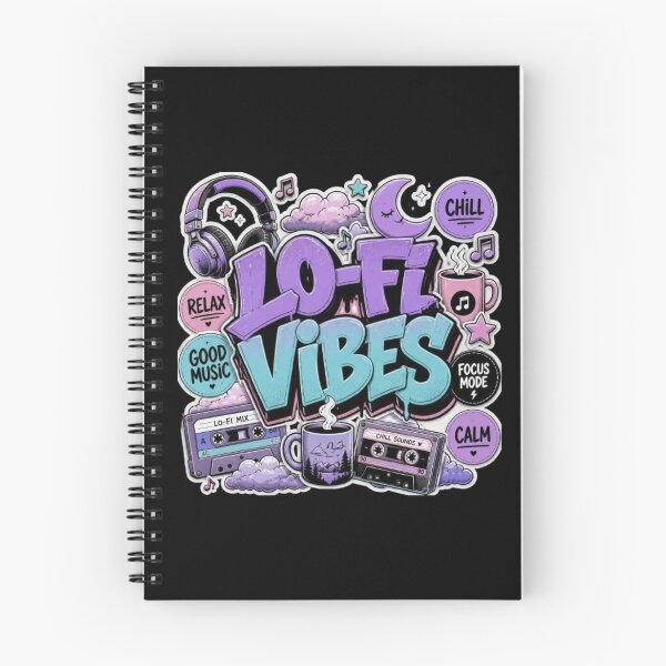 Item preview, LO-FI VIBES Notebook Sticker | Cozy Music Aesthetic Graffiti Design | Chill Study Vinyl Decal designed and sold by Stylestickers55.