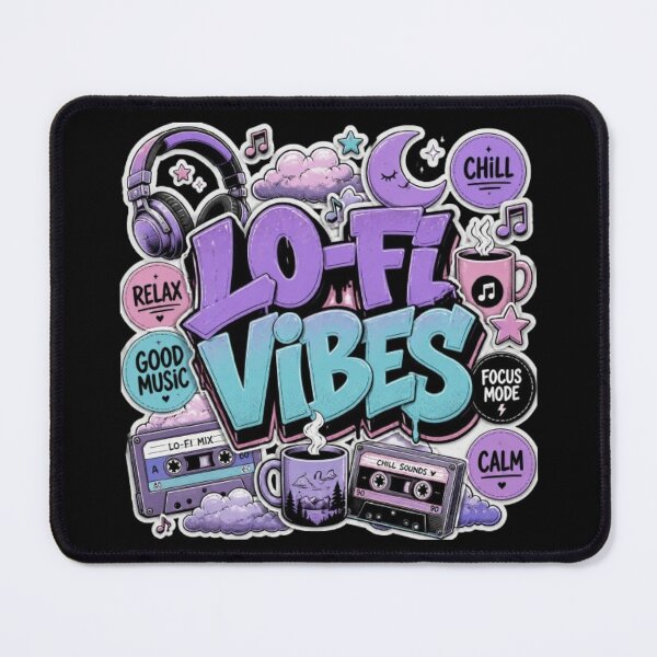 Item preview, LO-FI VIBES Notebook Sticker | Cozy Music Aesthetic Graffiti Design | Chill Study Vinyl Decal designed and sold by Stylestickers55.
