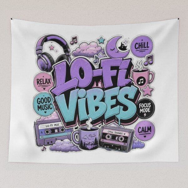 Item preview, LO-FI VIBES Notebook Sticker | Cozy Music Aesthetic Graffiti Design | Chill Study Vinyl Decal designed and sold by Stylestickers55.