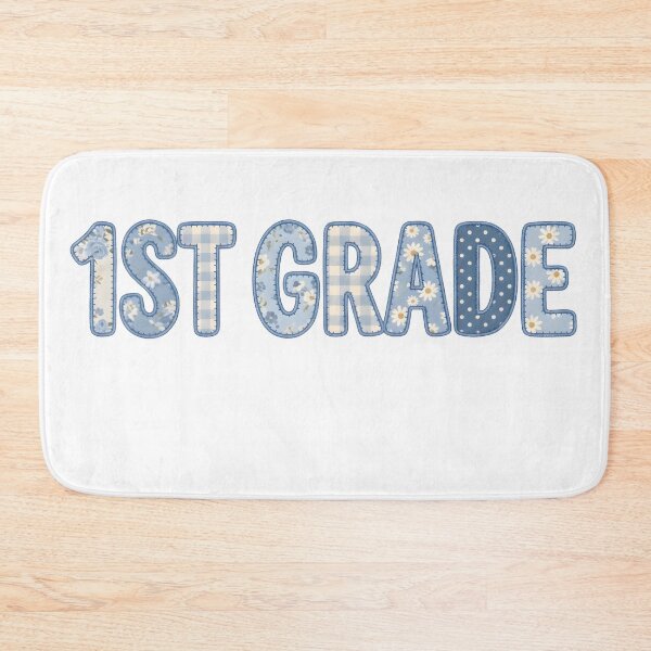 Item preview, 1st Grade Floral Blue Patchwork School Teacher Student Back to School T-Shirt designed and sold by StickerNestYou.