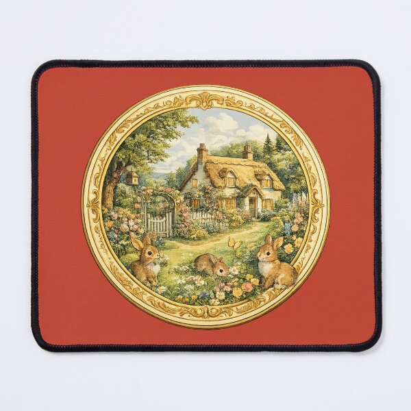 Item preview, Retro British Biscuit Tin Illustration – Vintage Cottage Rabbit Design designed and sold by MagicMakerPh.