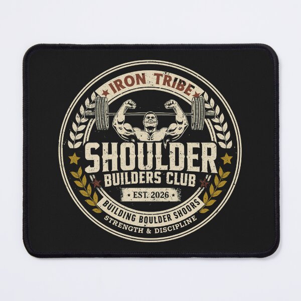 Item preview, Shoulder Builders Club Heritage Badge Vintage Gym Shirt | Iron Tribe Premium Athletic Design designed and sold by Sparkofart07.