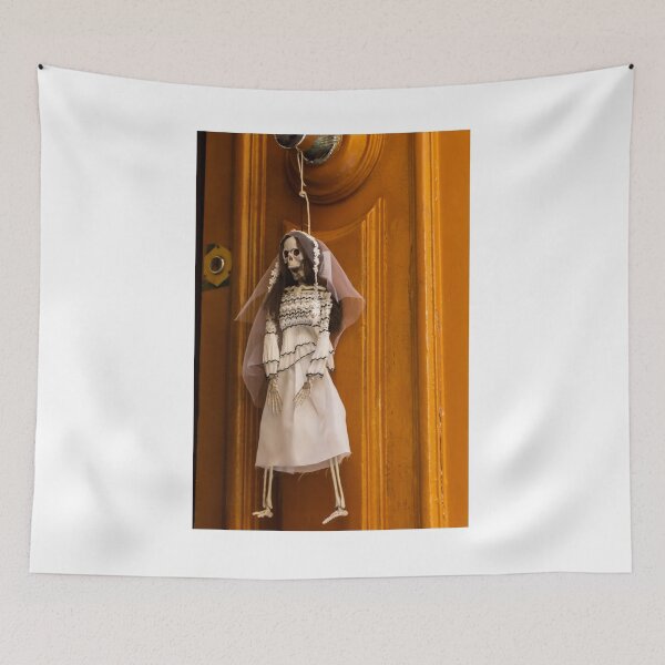 Item preview, Skeletal Bride Doll Hanging on Wooden Door in Spooky Wedding Veil Decoration designed and sold by Nmallia.