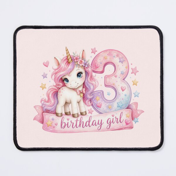 Item preview, Birthday girl 3 unicorn watercolor aesthetic designed and sold by Infdesigner.