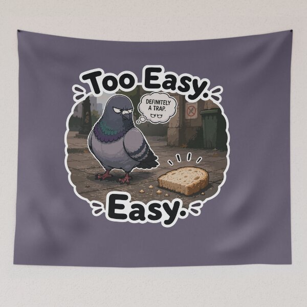 Item preview, Too Easy Funny Suspicious Pigeon Cartoon Sticker designed and sold by SimplePoDesign.