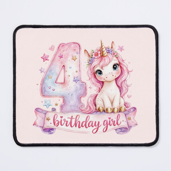 Item preview, Birthday girl 4 unicorn watercolor aesthetic designed and sold by Infdesigner.