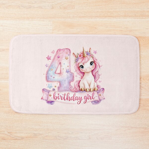 Item preview, Birthday girl 4 unicorn watercolor aesthetic designed and sold by Infdesigner.