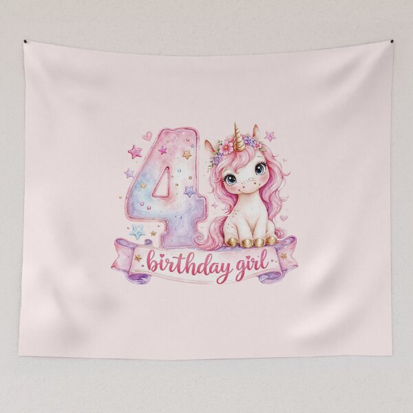 Item preview, Birthday girl 4 unicorn watercolor aesthetic designed and sold by Infdesigner.
