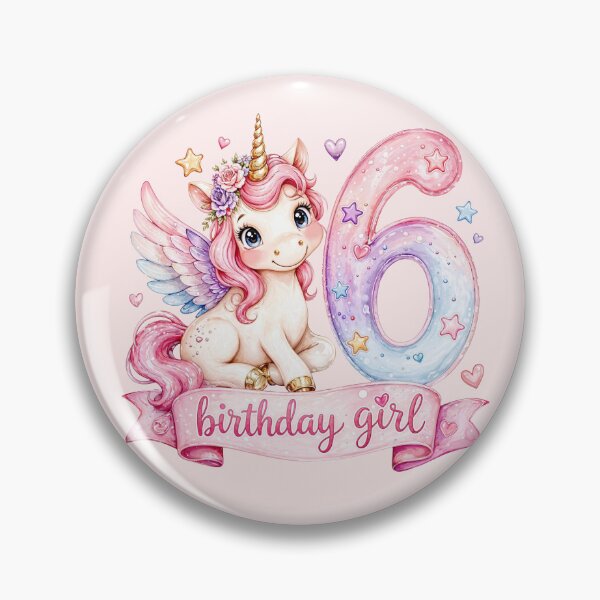Item preview, Birthday girl 6 unicorn watercolor aesthetic designed and sold by Infdesigner.
