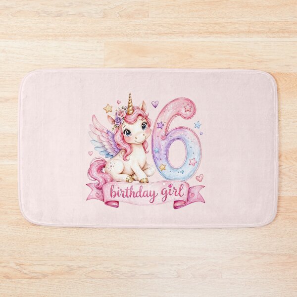 Item preview, Birthday girl 6 unicorn watercolor aesthetic designed and sold by Infdesigner.