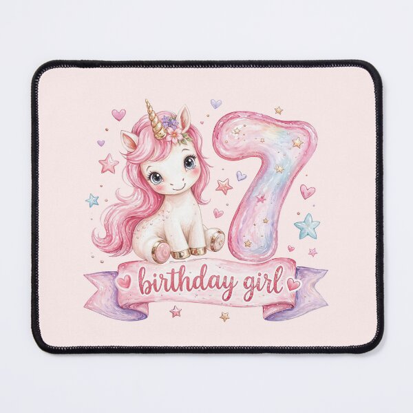 Item preview, Birthday girl 7 unicorn watercolor aesthetic designed and sold by Infdesigner.