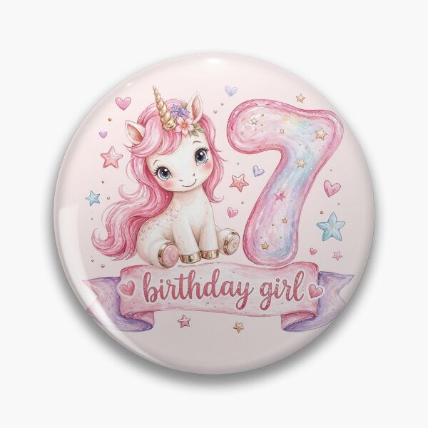 Item preview, Birthday girl 7 unicorn watercolor aesthetic designed and sold by Infdesigner.