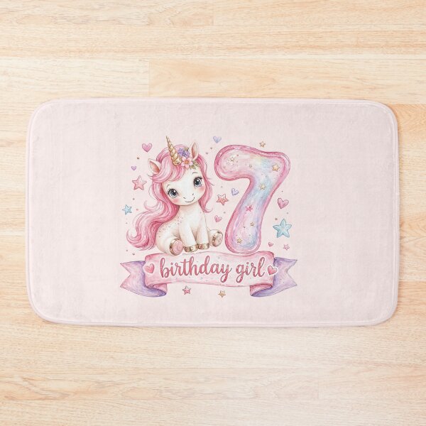 Item preview, Birthday girl 7 unicorn watercolor aesthetic designed and sold by Infdesigner.