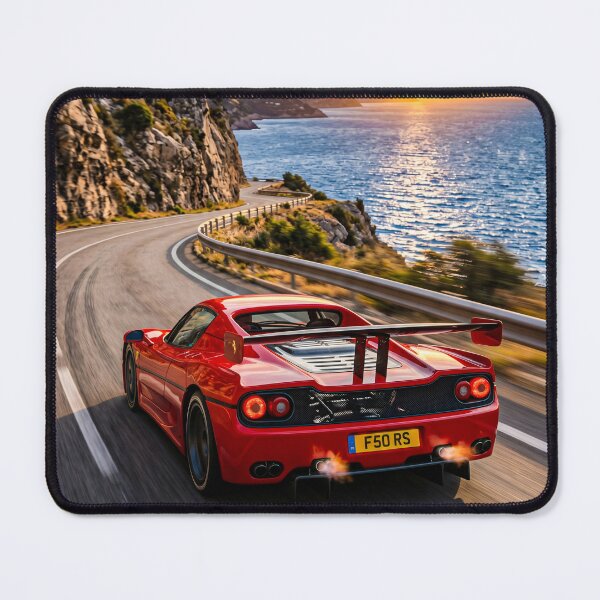 Item preview, Vintage Mid Engine V12 Hypercar Winding Coastal Sunset Drive designed and sold by RevUpDesign.