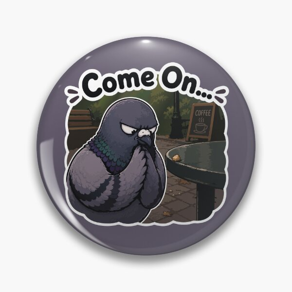 Item preview, Funny Scheming Pigeon Crumb Heist Cartoon Sticker designed and sold by SimplePoDesign.