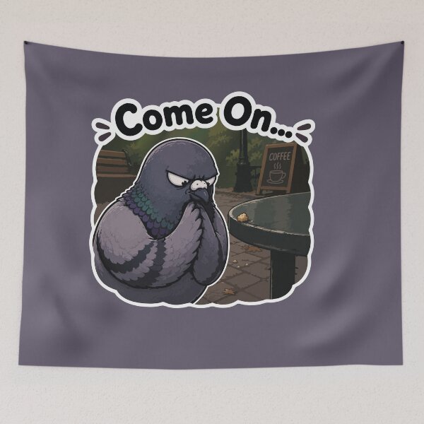 Item preview, Funny Scheming Pigeon Crumb Heist Cartoon Sticker designed and sold by SimplePoDesign.