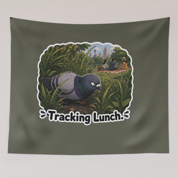 Item preview, Funny Pigeon Tracking Lunch Cartoon Sticker designed and sold by SimplePoDesign.