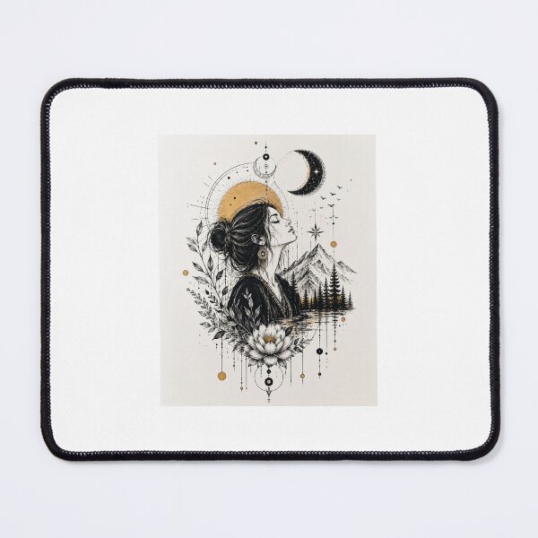 Item preview, Celestial Serenity – Botanical Ink Portrait designed and sold by DESPOT07.