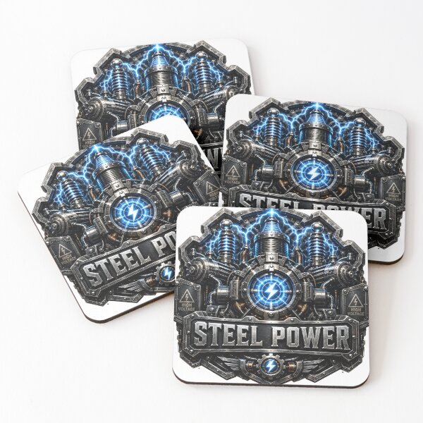 Item preview, Steel Emblem Steel Power | Premium Industrial Energy Badge | High Voltage Mechanical Steel Logo designed and sold by SteelCoat Studio.