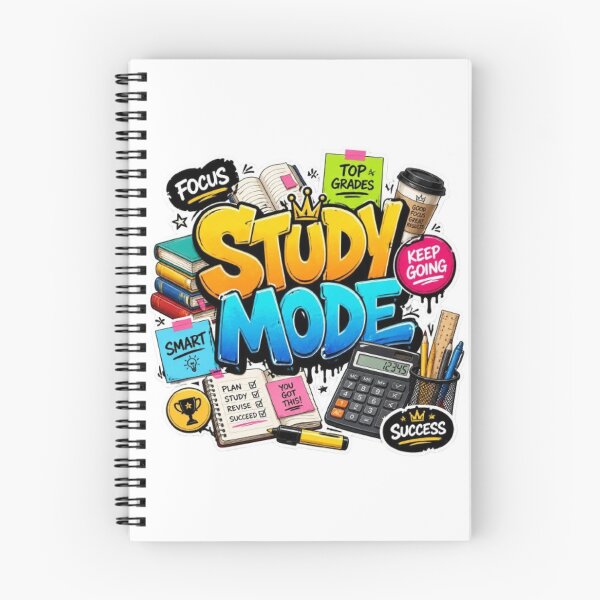Item preview, STUDY MODE Notebook Cover | Student Aesthetic Sticker Design | Study Motivation Journal | School & College Notebook designed and sold by Stylestickers55.
