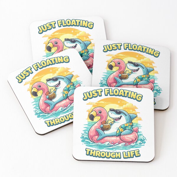 Item preview, Cute Shark on Pink Flamingo Float – Funny Summer Beach Cartoon T-Shirt designed and sold by Lumivo Studio.