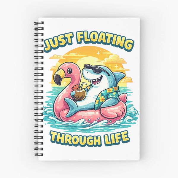 Item preview, Cute Shark on Pink Flamingo Float – Funny Summer Beach Cartoon T-Shirt designed and sold by Lumivo Studio.
